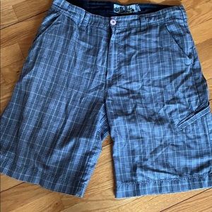Gotcha gray plaid board shorts 😎
